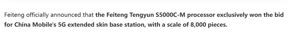 zephyr_z9's tweet image. China is finally starting to replace AMD/Intel processors in its communication systems (5G base stations)
Phytium is the sole supplier for China Mobile&apos;s extra 5G base station procurement
The chip is decent