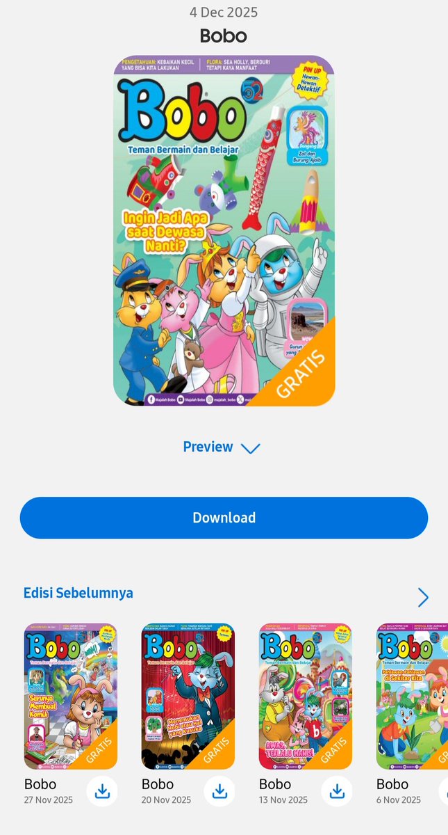 LiterasiFess's tweet image. Lits! Siapa tahu banyak yang belum tahu, untuk yang device nya S*msung bisa download app S Lime. Bisa akses Majalah Bobo gratis dan ter update koleksinya