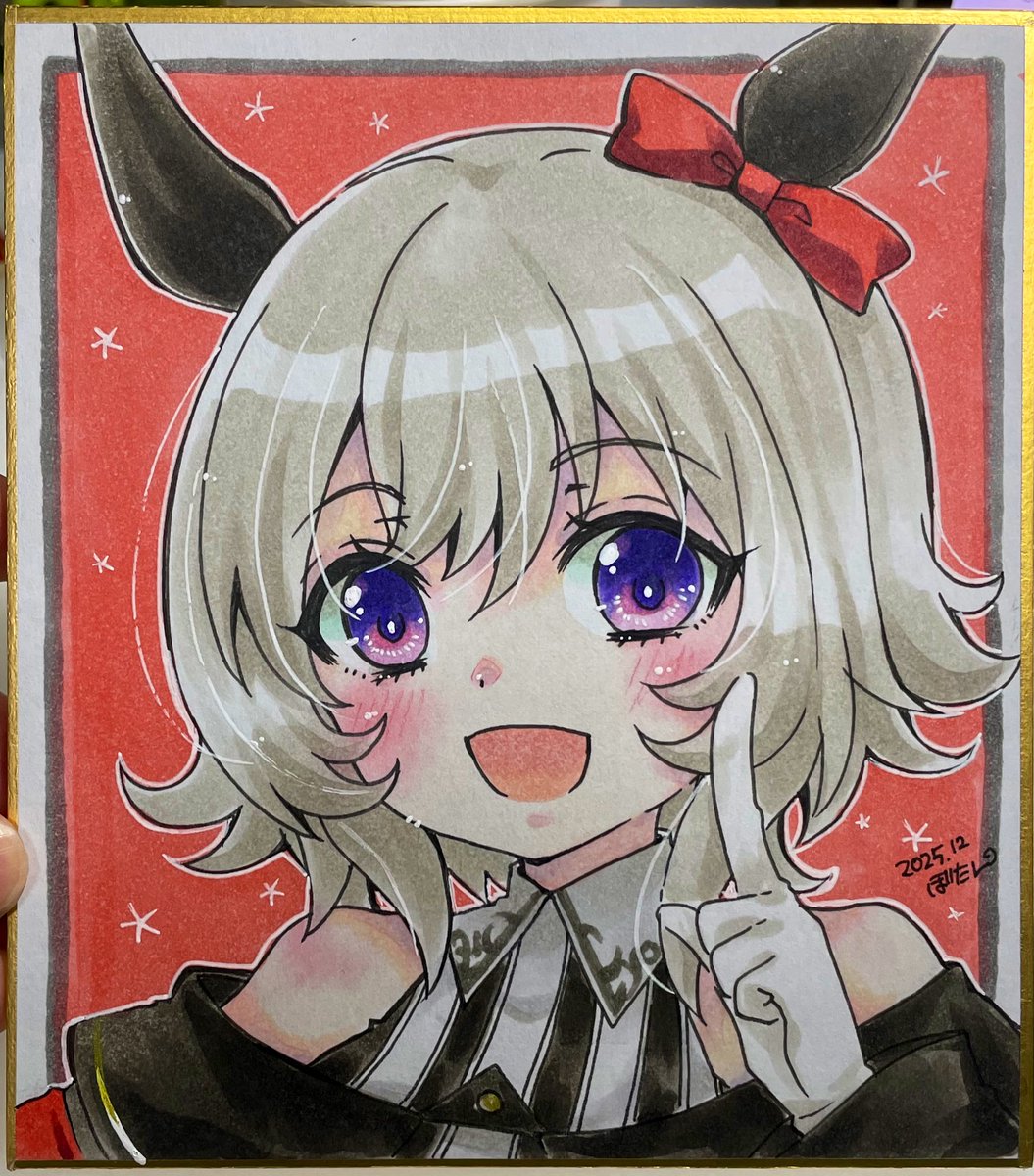 初描き、カレンチャン
集中力が無くて時間かかった💦

＃ウマ娘
＃カレンチャン