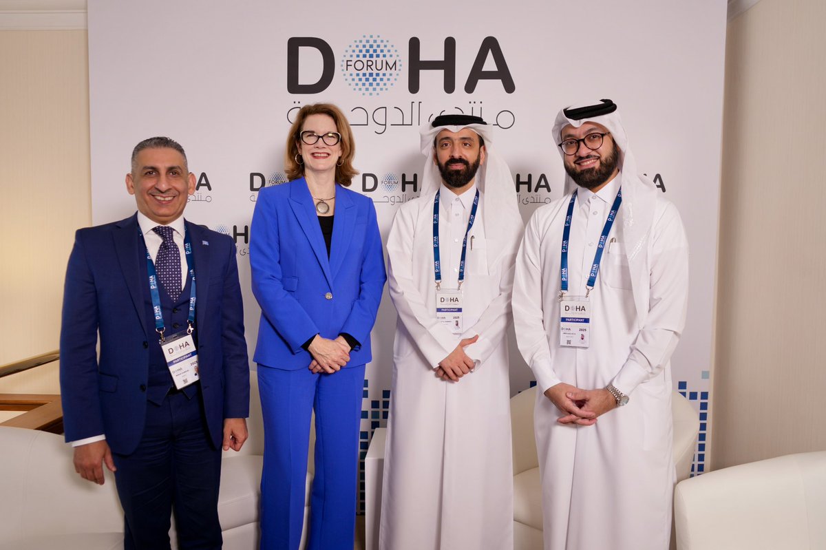 On the sidelines of the Doha Forum, Mr. Nawaf Al-Hammadi, Deputy CEO for Programs and Communication at Qatar Charity, met with Ms. Lisa Doughten, Director of the Financing and Partnerships Division at the United Nations Office for the Coordination of Humanitarian Affairs (OCHA)