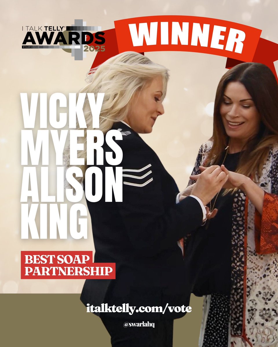 swarlahq's tweet image. What a year it’s been for this pair! The incredible Ali King and @VixMyers have won Best Soap Partnership in the 2025 I Talk Telly Awards.

We cannot wait to see what’s in store for the Connor-Swains in 2026!

#corrie #swarla