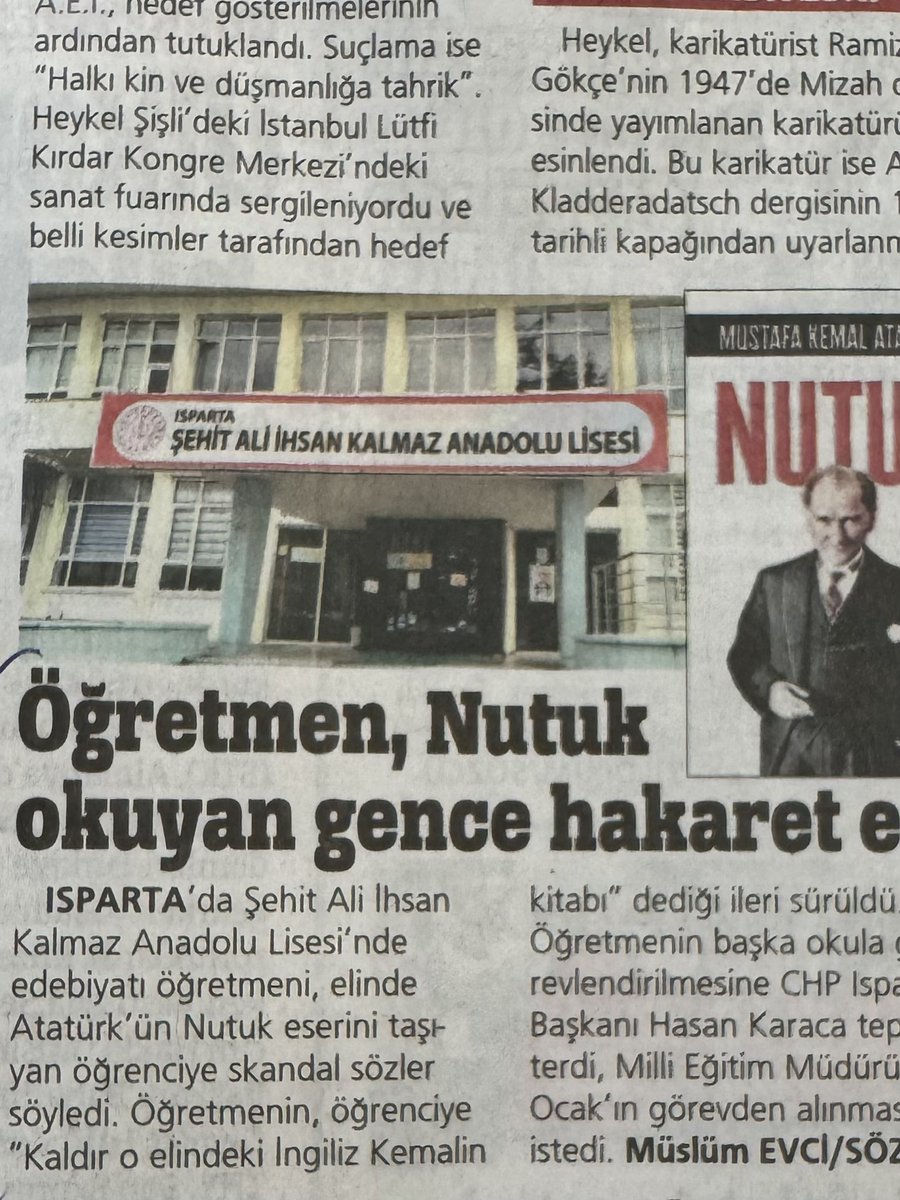 Nutuk okuyan öğrencinin elinde kitabı görünce Atatürk’e “Kaldır o İngiliz Kemal’in kitabını” diye hakaret eden edebiyat öğretmeni başka bir okula atanırken, PKK ile pazarlığa karşı çıkan polis memuru açığa alınıyor. İşte geldiğimiz nokta. 

Biz Atatürk’e hakaret edenleri asla