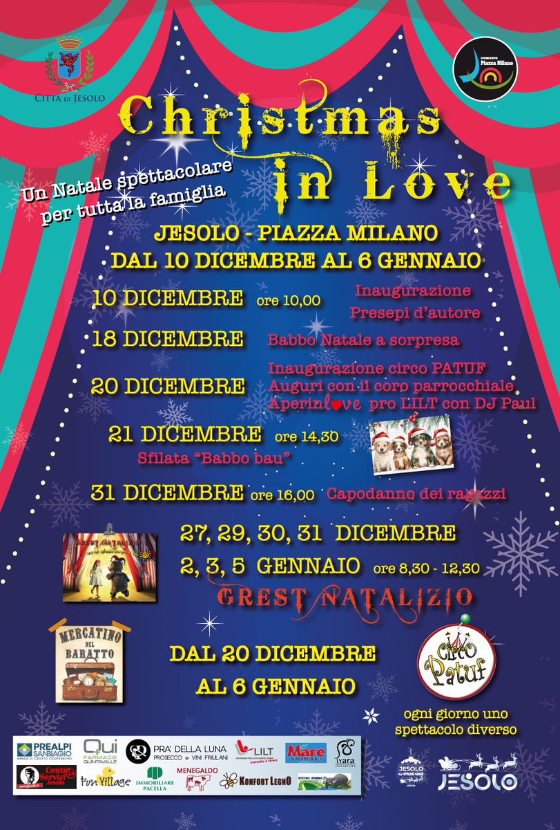 manu_pavanello's tweet photo. Vi aspettiamo da mercoledì 10 dicembre dalle ore 10:00 in Piazza Milano (Jesolo, VE) per l'inaugurazione ufficiale della 4^ edizione di "Jesolo Christmas in Love".

#comitato #comitatopiazzamilano #piazzamilano #piazzamilanojesolo #jesolo #jesolocittàdelnatale #jesoloxmasinlove https://t.co/72ho8cpCFy
