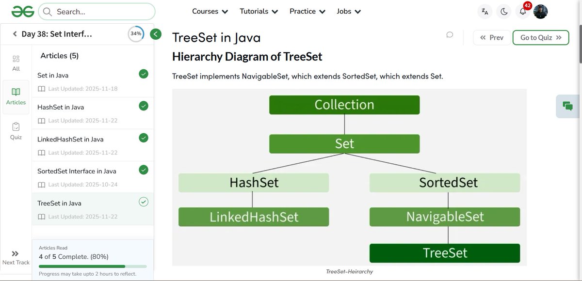 amanhaidry's tweet image. #Java from @geeksforgeeks 🚀
✅Set in Java
✅HashSet
✅LinkedHashSet
✅SortedSet Interface
✅TreeSet

#365DaysOfCode #JavaDev #GeeksforGeeks #gfg #nationskillup #skillupwithgfg #365DaysOfCoding