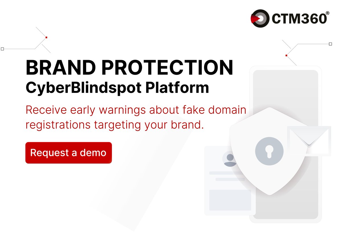 CTM360 proactively detects newly registered active and inactive domains that mimic your brand identity, so you can protect your customers before they’re exploited. Request a demo:  lnkd.in/dDpwEUrR #drp #easm #brandprotection #phishing #plg #saas #CyberSecurity