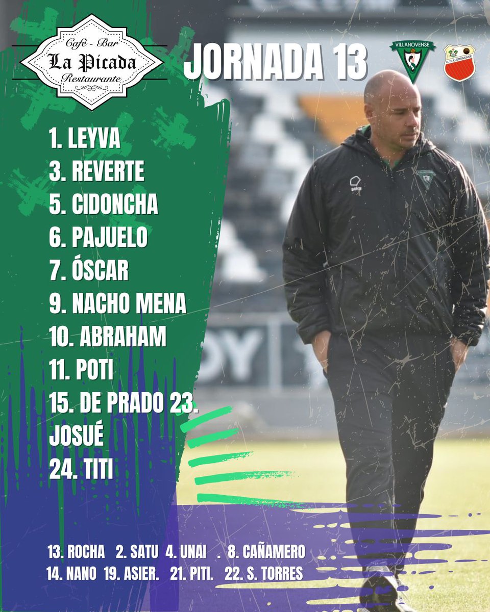 ALINEACIÓN 🛡️

Ya tenemos el XI confirmado para el partido que arrancará en unos minutos. 

*Alineación patrocinada por Restaurante Bar La Picada. 

#QueNosSigamosViendo
#VillanovenseLlerenense