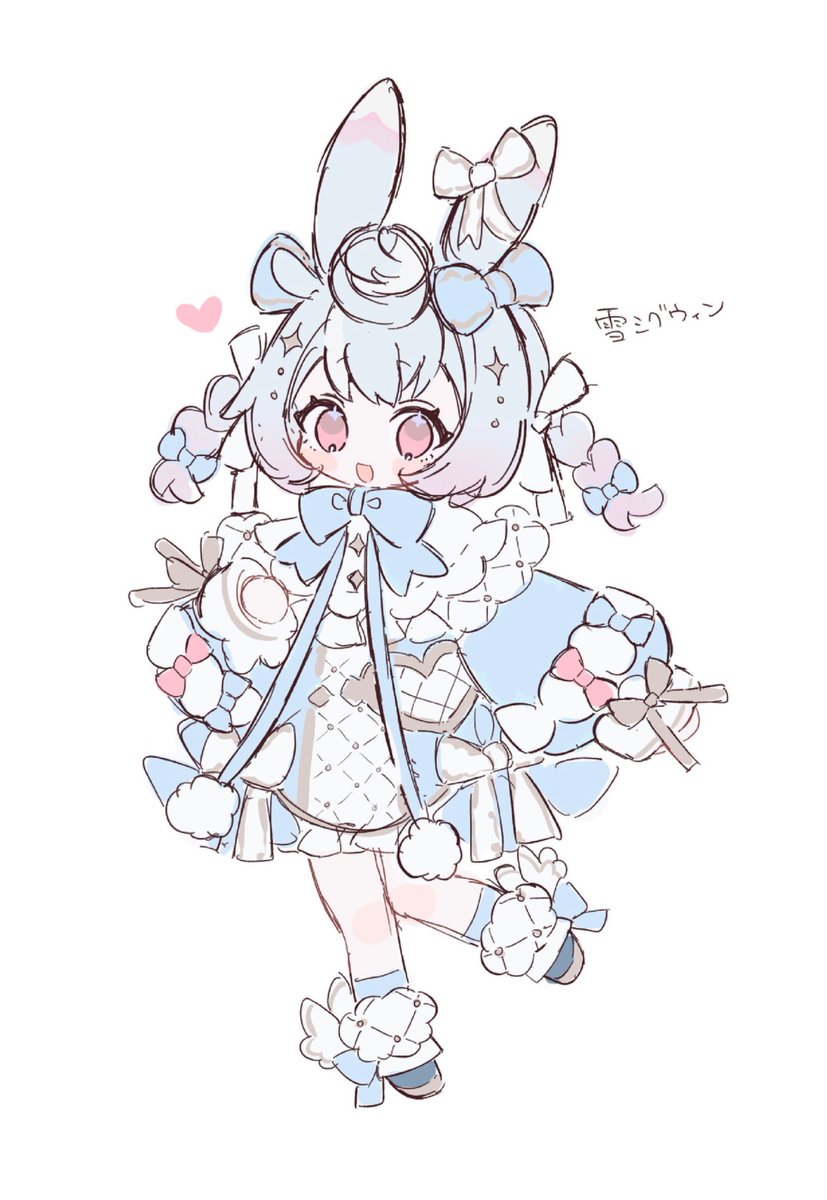 #今年も残りわずかなので今年一番伸びた絵を貼る 
雪パイモンと雪シグウィンでした！❄️
季節系のお洋服はまた描きたいな✨