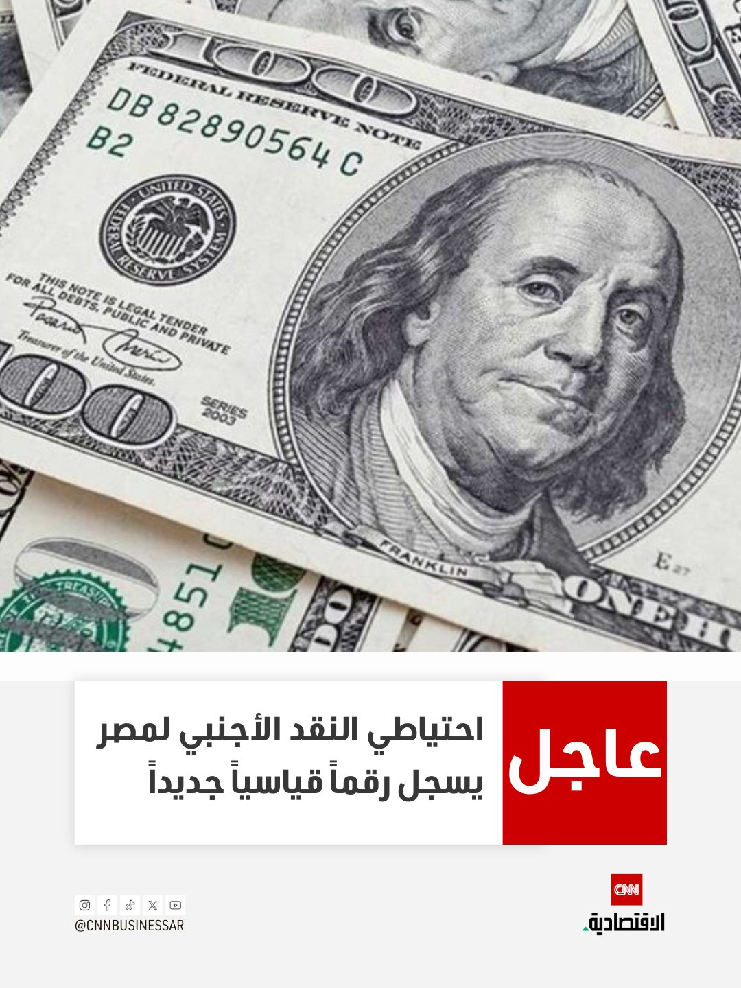 عاجل | ارتفع احتياطي النقد الأجنبي لمصر إلى 50.215 مليار دولار في نهاية نوفمبر 2025 مقابل 50.071 مليار دولار في أكتوبر 2025، مسجلاً رقماً قياسياً جديداً بحسب بيانات البنك المركزي المصري 