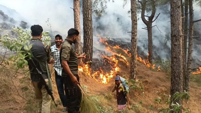GulistanNewsTV's tweet image. Forest fire breaks out in Balakote sector, Mendhar (Poonch) along the LoC on Sunday, triggering 2–3 landmine explosions.   

No casualties reported so far. More details awaited.  

#Poonch #Balakote #LoC #ForestFire #LandmineBlast #BreakingNews