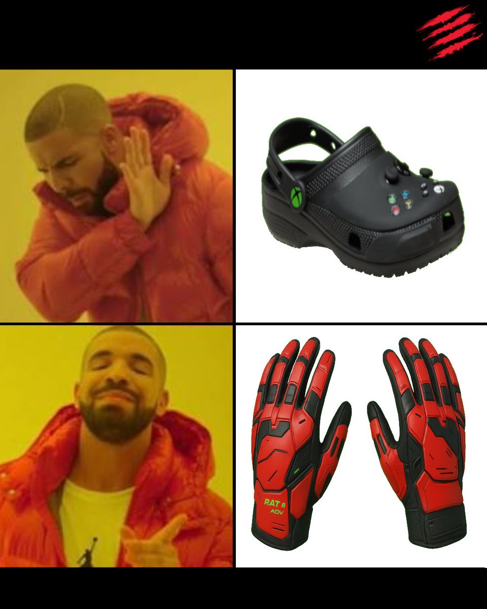 Podríamos lanzar también algo para ponerse, como unos guantes inspirados en el R.A.T. 8+ ADV 😎

¿Qué os parece? 😂