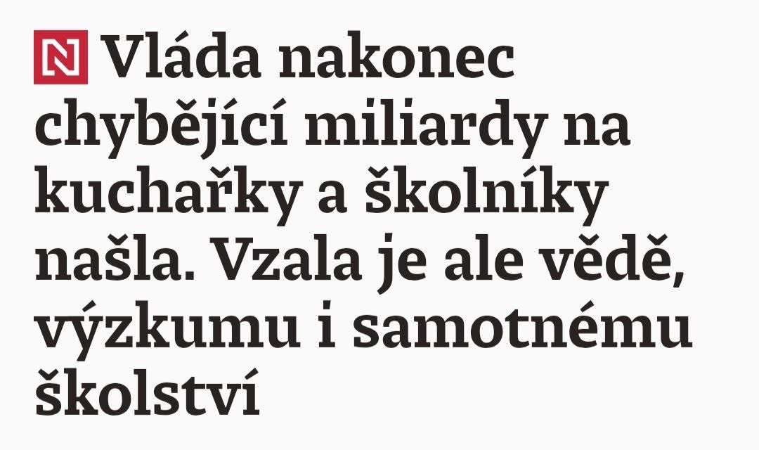 “Patříme na Západ” hahaha.
Nelze dělat konkurenceschopnou vědu, pokud se v investicích do vědy snažíme napodobit Východ. 
Tohle nás prostě dožene… 😒