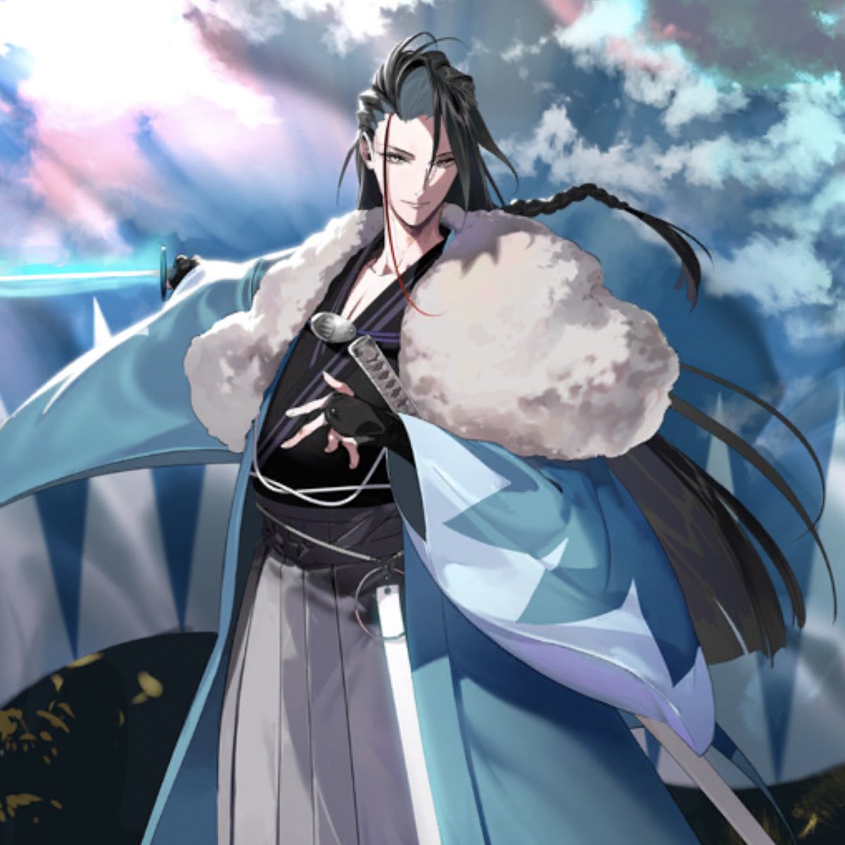 Sabushima_'s tweet photo. ただでさえ近藤さんはぶち立ち上がり流れる前髪、そこから覗くほんのり浅葱、チルタリス感を爆上げする2束のアホ毛(後れ毛？)、闇落ちの名残の赤い毛束、後ろ髪は切り揃えられた毛先に三つ編みハーフアップと夢ぎちぎちに詰まってたところに編み込み、バレッタ的な飾りまで付与されてもうpako先生ぇ… https://t.co/RKCxDCKjC7