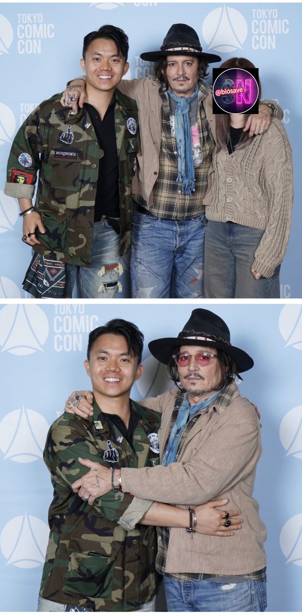 MrSafeNest's tweet photo. Two pictures with Johhny Depp. One with sunglasses, one without. Lucky me.
#JohnnyDepp #東京コミコン2025 #PiratesoftheCaribbean #jacksparrow #ジョニー・デップ https://t.co/oq9Zy03kUC