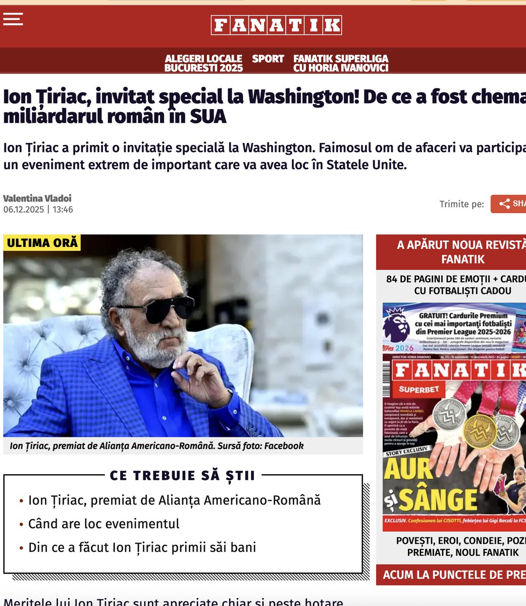Alianta_US's tweet photo. Ahead of the 2025 Alianta Gala, Romanian outlets have highlighted Ion Țiriac’s upcoming Lifetime Achievement Award. See snapshots of the coverage + full story here:
https://t.co/hhbEbsR5Rd https://t.co/6vbgApujuK