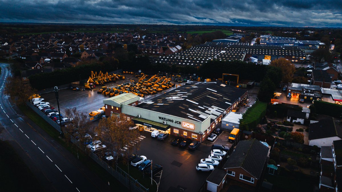 Watling_JCB's tweet photo. A stunning aerial view of our Leicester HQ, captured under dramatic evening skies.

From machine sales and servicing to parts, support and delivery, this site is at the centre of everything we do for customers across the region.

#WatlingJCB #JCB #Leicester #ConstructionCommunity https://t.co/5caBf2mSEi