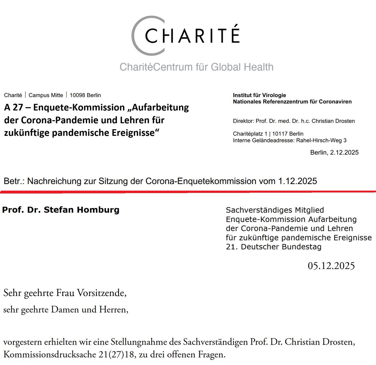 ++NEU++ Drosten hat nachgelegt, ich habe geantwortet. Machen Sie sich selbst ein Bild. Download (pdf): shorturl.at/6D7Hh

Schon über 100.000 Zuschauer sahen die Szenen aus der Enquetekommission. Link: youtube.com/watch?v=VVa_Mh…