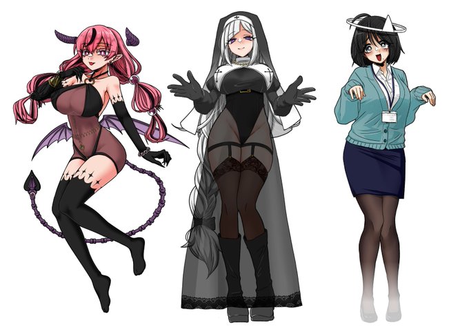 おちんちんをコントローラーに
するエロゲのキャラデザ 三人完成
 
まずは 体験版を
今年中に完成させる予定です
全員とえちなことができるよ 