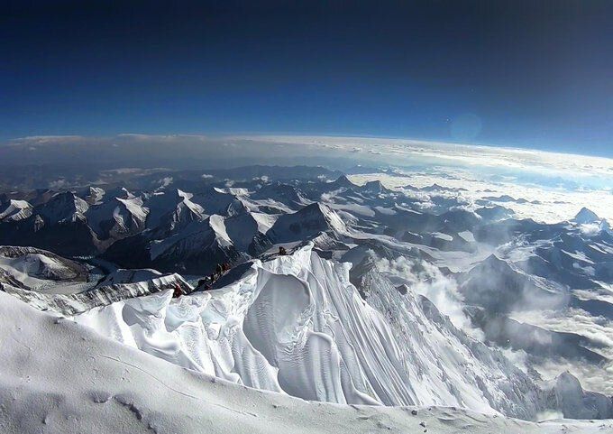 The view from the highest point on Earth, Mount Everest.