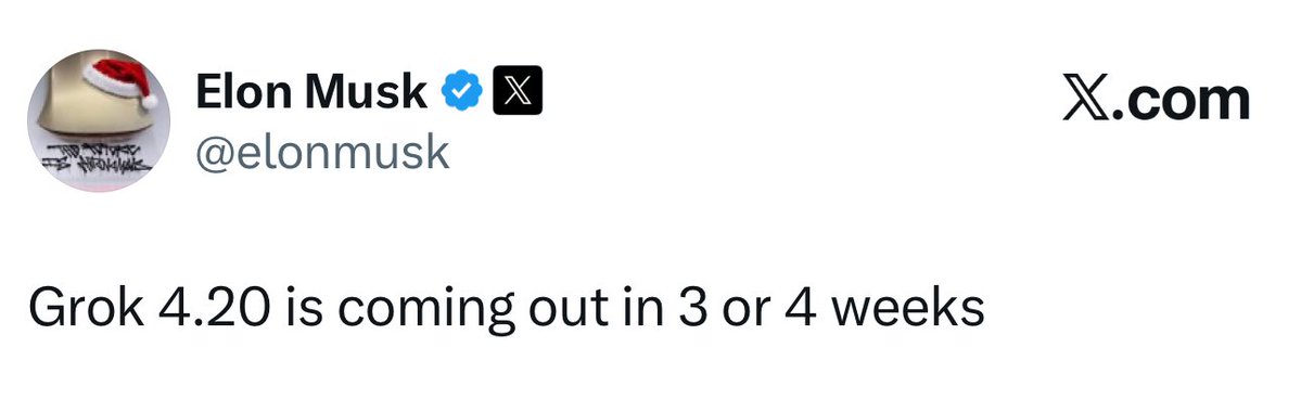 testingcatalog's tweet image. Grok 4.2 is planned to arrive in 3 or 4 weeks. This release needs to be special. 

Soon 👀