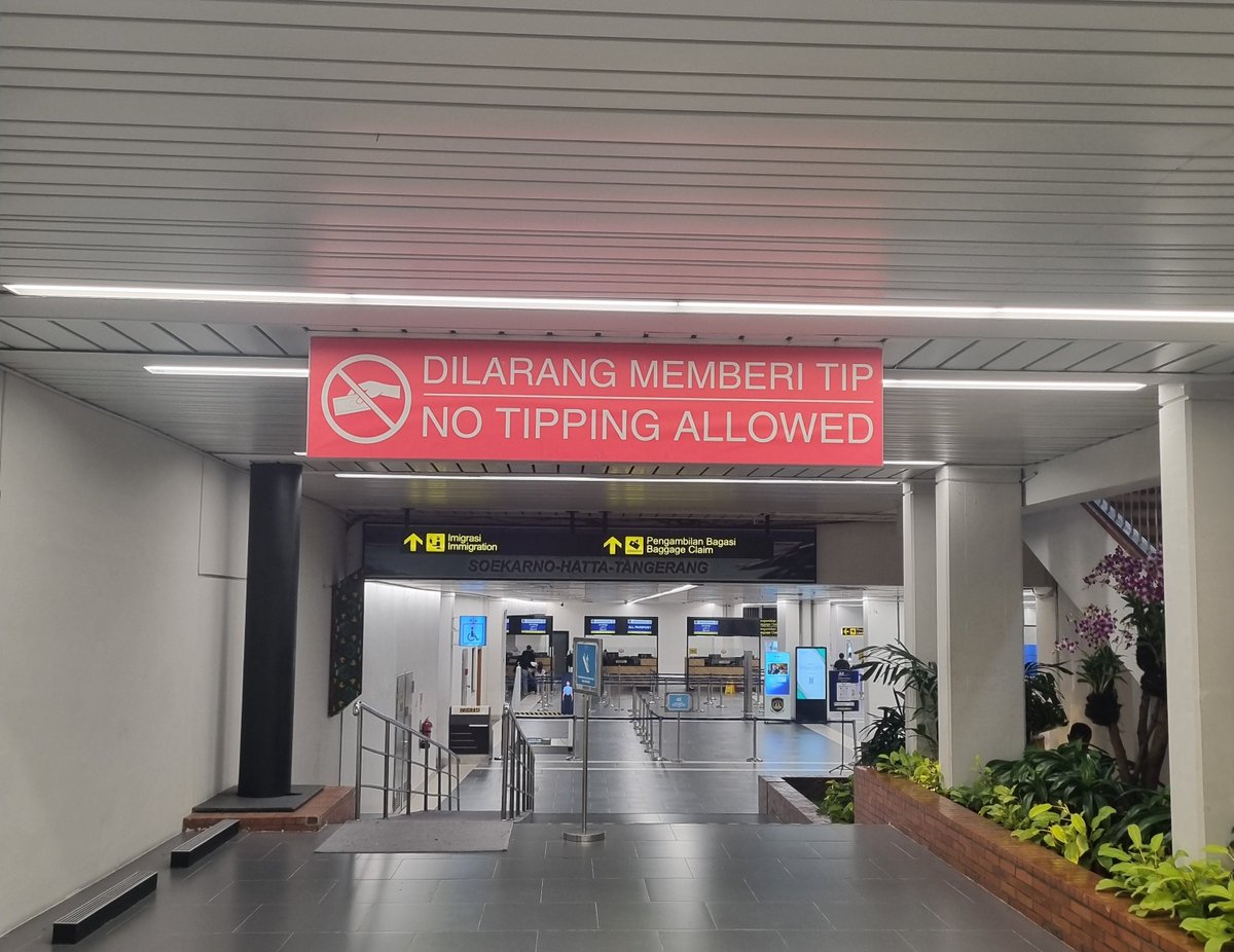 assume you're a foreigner, not Indonesian.
what's in your mind when you're welcomed by this sentence just before the immigration check?

if mine, I will assume this country has very low integrity level. 
even for the basic one, they need to put the signs and they're big.