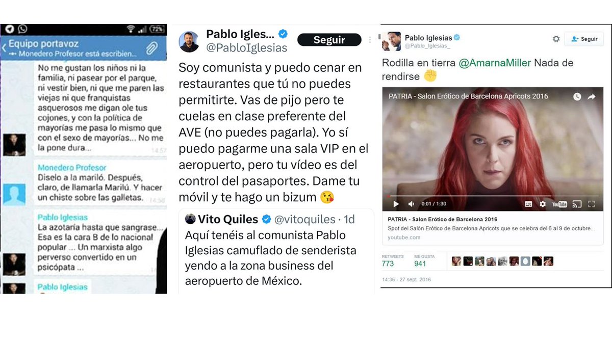 Pablo, el comunista, lo mismo te pide dinero para su taberna que se declara feminista (como Monedero o Errejón) a la par q "azotaría hasta que sangrase" a una mujer, hinca "rodilla en tierra" en su patria de porno y prostitución o escribe trabajos universitarios sobre Lolitas...