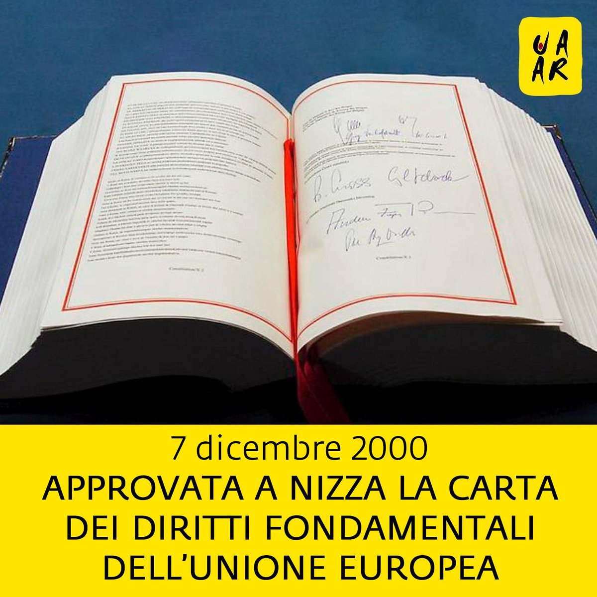 UAAR_it's tweet photo. La Carta di Nizza riconosce nell'ambito dell’Unione Europea una serie di diritti fondamentali dando dignità anche alle istanze laiche dei non credenti: afferma ad esempio la libertà di pensiero, di opinione e quella di cambiare religione. https://t.co/ML2Fam3jBJ