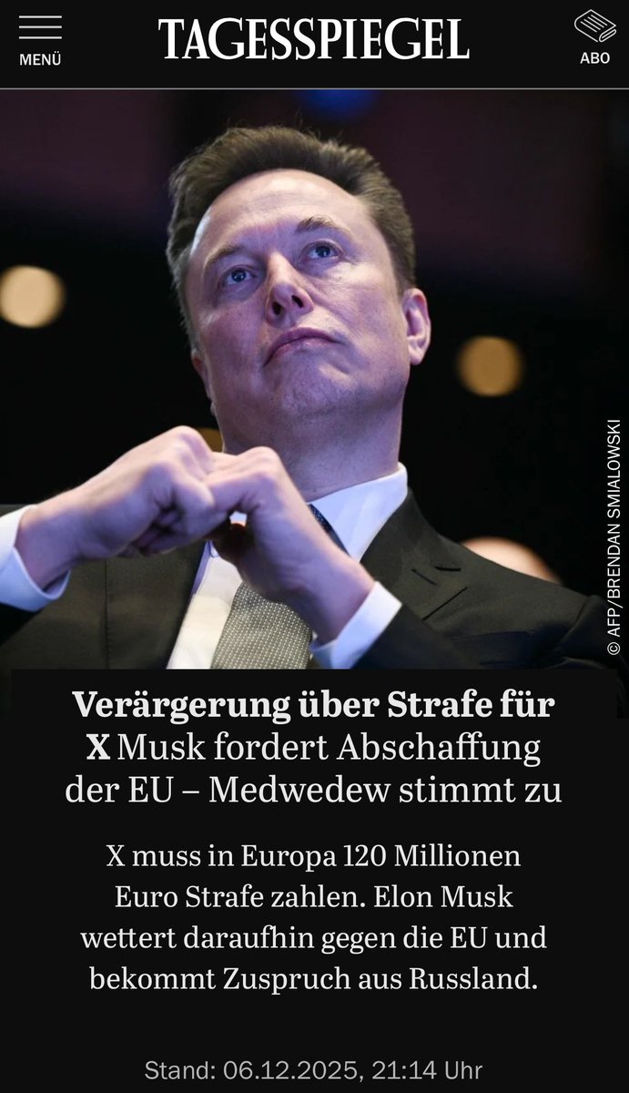 Beginnt die #EU mit der modernen Bücherverbrennung?

Wenn Lügen Alltag sind, dann wird die Wahrheit zum größten Feind.

Und wer der freien Meinung Platform bietet leidet unter Repressionen und politischer Verfolgung wie #ElonMusk.