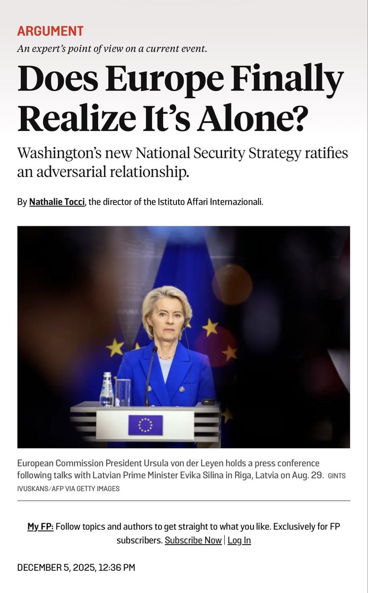 hcanercan's tweet image. The real problem is not that “Europe is alone,” as @NathalieTocci argues, but that 🇪🇺the EU has chosen to stand alone by sidelining one of its most significant European actors: 🇹🇷Türkiye.

Türkiye is structurally treated as “European” when it suits the EU’s own agenda, but is…