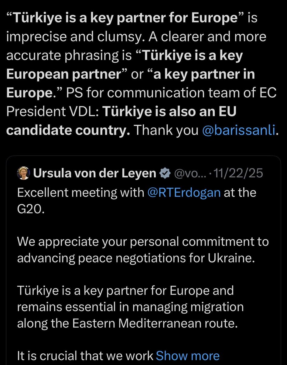 hcanercan's tweet image. The real problem is not that “Europe is alone,” as @NathalieTocci argues, but that 🇪🇺the EU has chosen to stand alone by sidelining one of its most significant European actors: 🇹🇷Türkiye.

Türkiye is structurally treated as “European” when it suits the EU’s own agenda, but is…