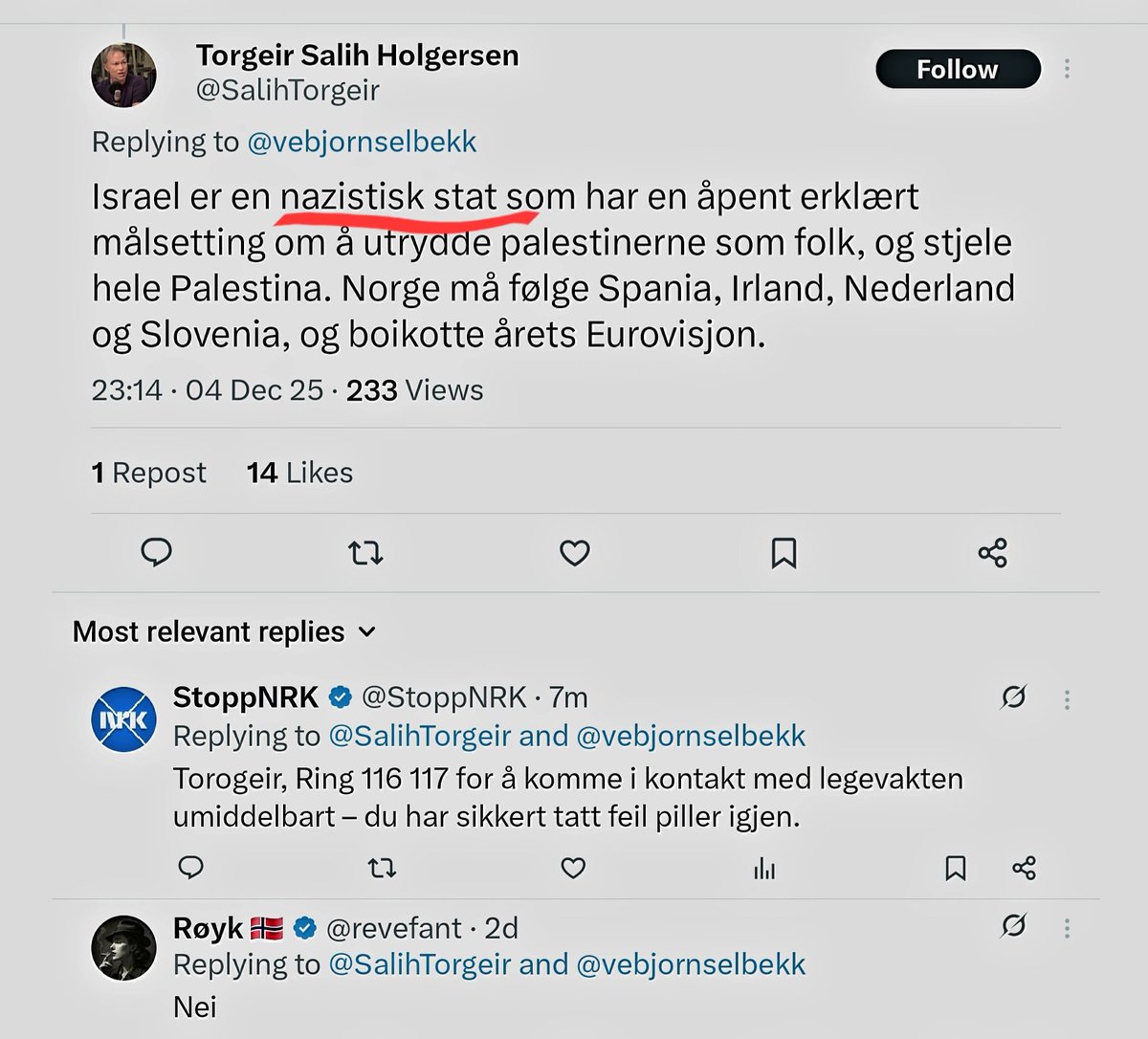 Kan noen forklare dette fenomenet?
Hvorfor er det slik at norske antisionister som kaller jøder for nazister, ofte selv har nazi-slektninger? Er det bare en tilfeldighet? 🤔