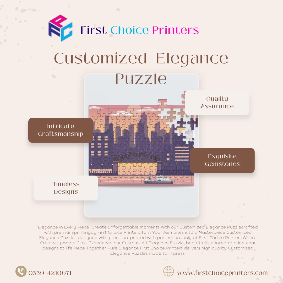 firstchoice_p's tweet image. Turn Your Memories into Timeless Art 
Experience the beauty of precision and craftsmanship with our Customized Elegance Puzzle. Perfectly printed,exquisitely designed made to impress, made for you.
📞 0339-4210671
🌐 firstchoiceprinters.com
#FirstChoicePrinters #CustomizedPuzzle