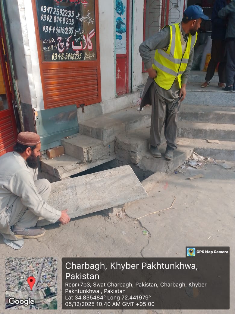 چیف سیکرٹری خیبر پختونخوا اور ڈپٹی کمشنر سوات کی ہدایات پر ٹی ایم اے چارباغ نے سب ڈویژن میں کھلے اور ٹوٹے ہوئے مین ہولز کی نشاندہی اور ہنگامی مرمتی کام شروع کر دیا ہے۔ متعدد مین ہولز کو سیفٹی کے مطابق بند اور بحال کر دیا گیا ہے جبکہ عوامی تحفظ یقینی بنانے کے لیے کارروائی جاری ہے۔