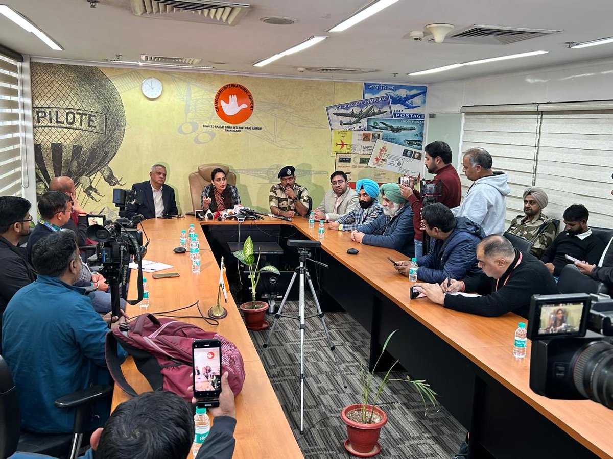 A stakeholder meeting chaired by Secretary, Civil Aviation, Govt. of Punjab, was held today at <a href="/ixcairport/">Chandigarh International Airport</a> to review passenger facilitation amid ongoing IndiGo flight disruptions.

Officials from IndiGo, Air India, Air India Express, CISF &amp; local administration attended.