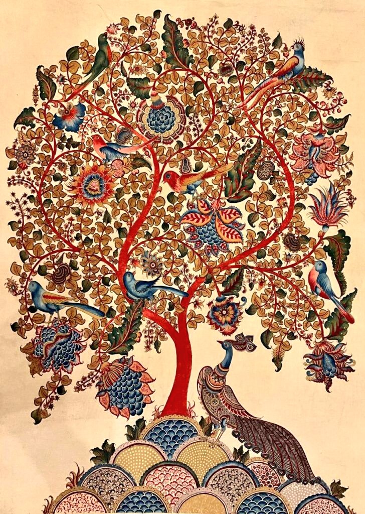 IndiaArtHistory's tweet image. Beautiful Kalamkari Art. 🎨 

Imagine a textile that is painted with a bamboo pen, has a history of 3000 years, and was partly instrumental in India losing her independence.
That's Kalamkari, Persian root ‘Ghalam’ or pen, and ‘Kari’ or craftsmanship. 🖌️
