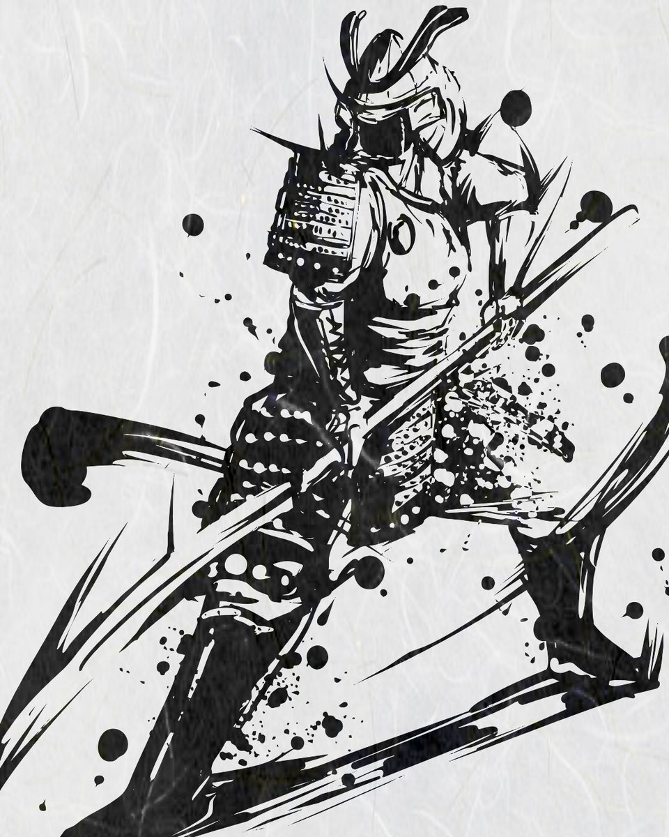 薙刀を持つ侍を墨絵で描きました。 戦の美と緊張感を込めた一枚です