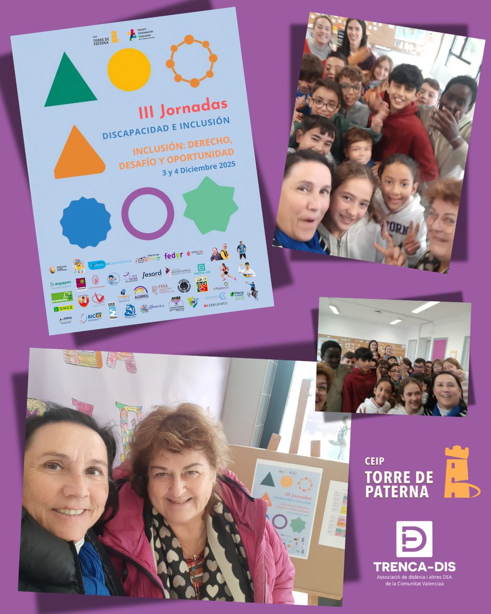 Trenca-dis ha participado en las III Jornadas de Discapacidad e Inclusión del CEIP Torre de Paterna.
Gracias al centro por invitarnos a visibilizar la dislexia y a construir inclusión desde la empatía.
Mención especial a Adela Catalá y Fina Pons por su sensibilidad y dedicación.