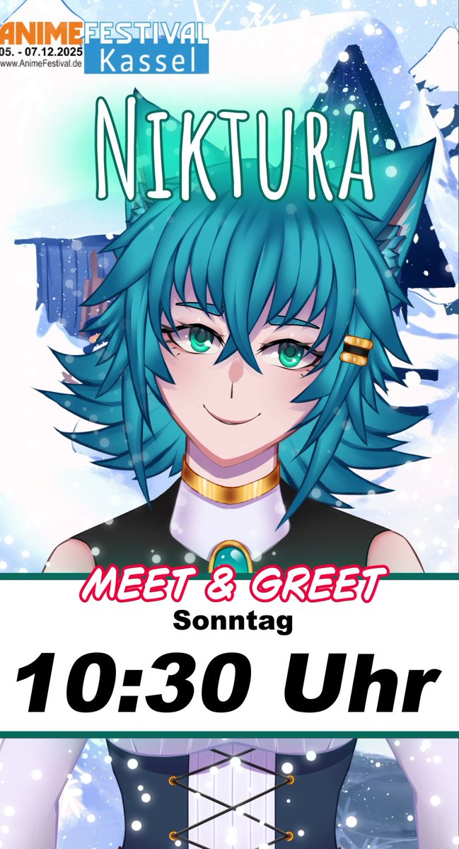 Von 10:30 - 11:30 Uhr darf ich spontan am Stand von <a href="/BEAUTVde/">BEAUTV</a> auf dem Anime Festival in Kassel ein Meet &amp; Greet halten ✨

Ich bin super aufgeregt &amp; freue mich auf alle, die vorbei gucken!

Wir starten jetzt erstmal mit etwas Co-Working in den Tag

🔴twitch.tv/niktura