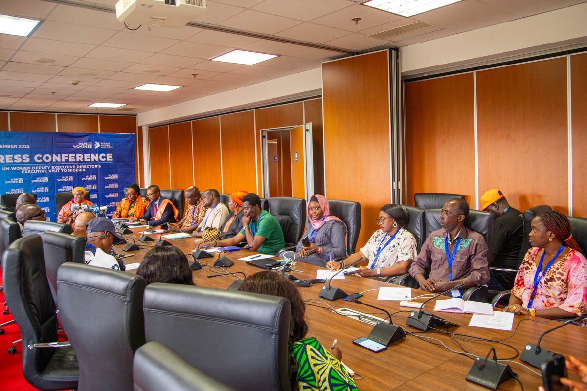 unwomenNG's tweet photo. At a Press Con in #Nigeria, @UN_Women Dep. Exec. Director @vanyaradzayi has called for urgent &amp; escalated efforts to secure the release of abducted schoolgirls in Nigeria, stressing that their prolonged captivity poses severe social, physical &amp; medical risks

#UNWomenDEDinNigeria https://t.co/dMz4ovrSes