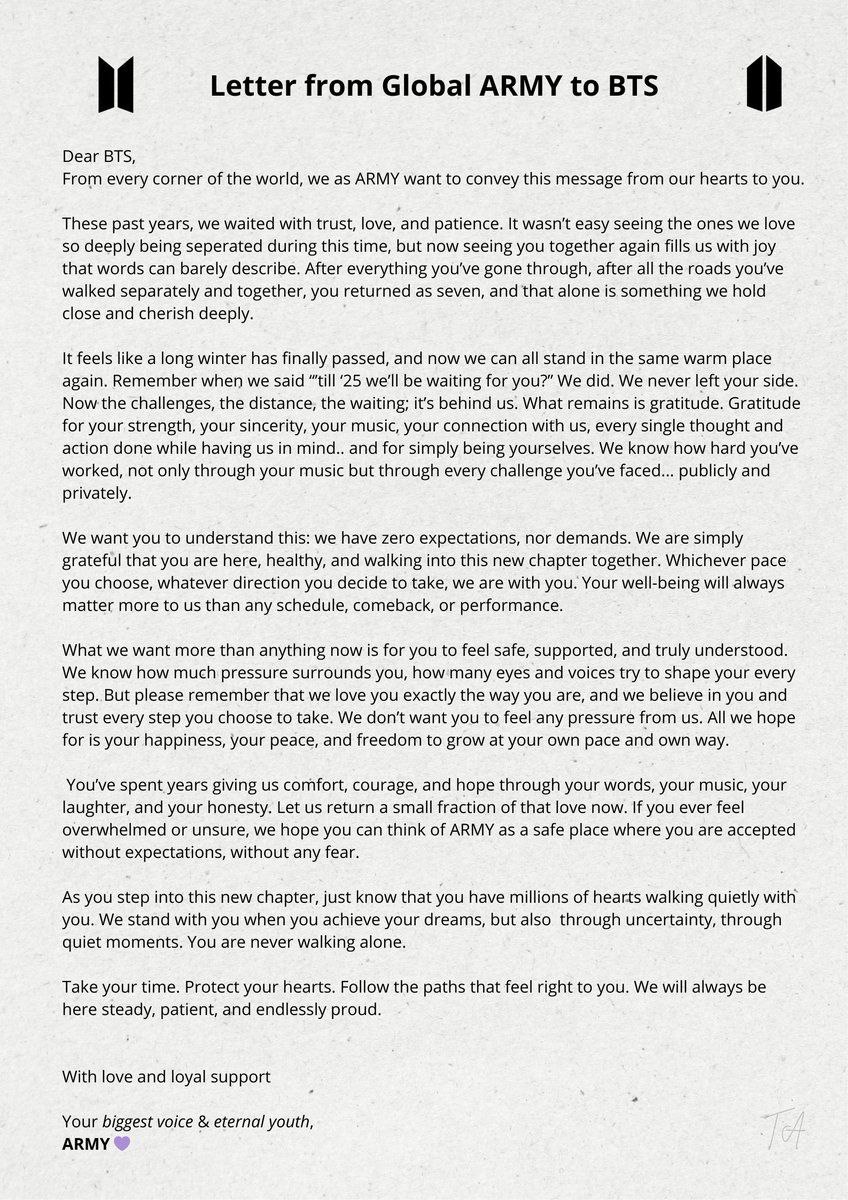 To <a href="/BTS_twt/">방탄소년단</a> 

Whatever happens, let's stay together. Like you always said, let's grow old together.

WITH BTS TILL THE END
 #WaitingForYouBTS