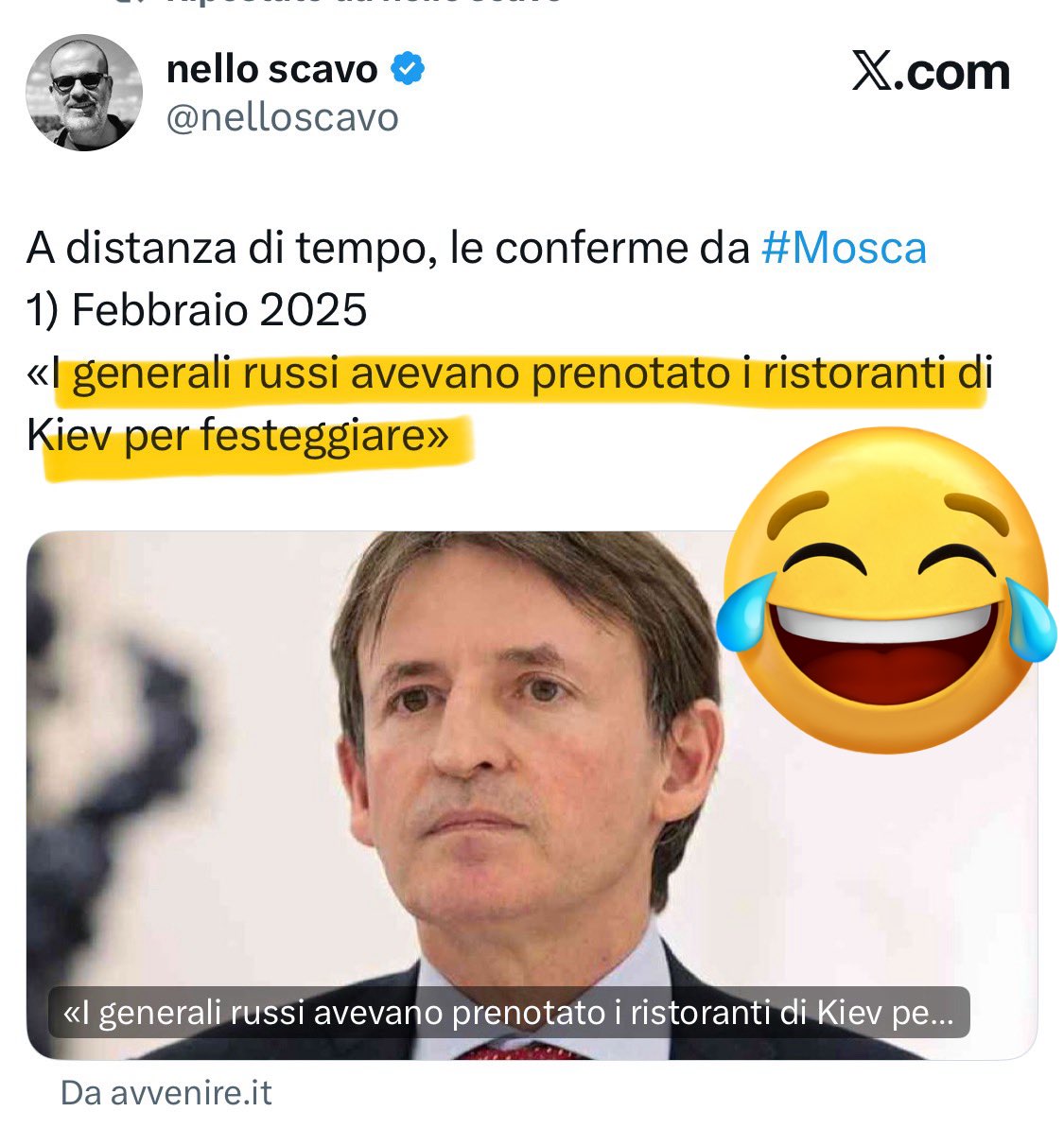 k_arsenale's tweet image. Il grande giornalismo d’inchiesta di #NelloScavo su @Avvenire_Nei: “La prova che i russi volessero prendere #Kiev, avevano già prenotato i ristoranti per festeggiare”