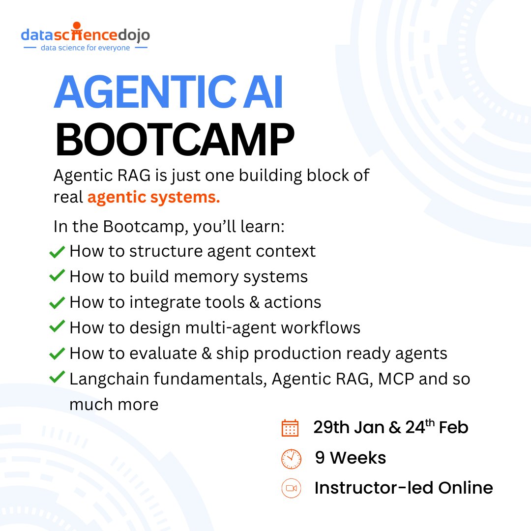 DataScienceDojo's tweet image. Most people think they can fix a struggling AI agent by just tweaking the prompt. The truth? That’s only scratching the surface. 🔍

The real power lies in choosing the right design pattern for the task at hand. Some tasks call for a planner, others for a critic, and some need…