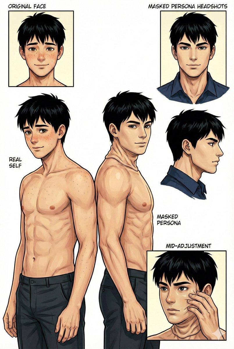 HuisTha's tweet photo. Bonus feature: Character sheet
#malemask #maledisguise #maskdisguise

Ken (Kant)                              Thaitan https://t.co/kkdEjaRQVX