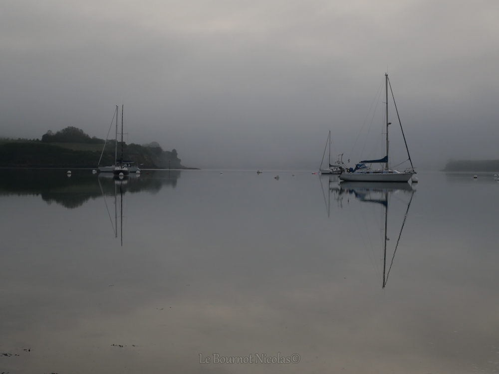 Le calme et grisaille en Bretagne🙂
La Rance  au petit matin. un moment de paix🙏
Bonne journée