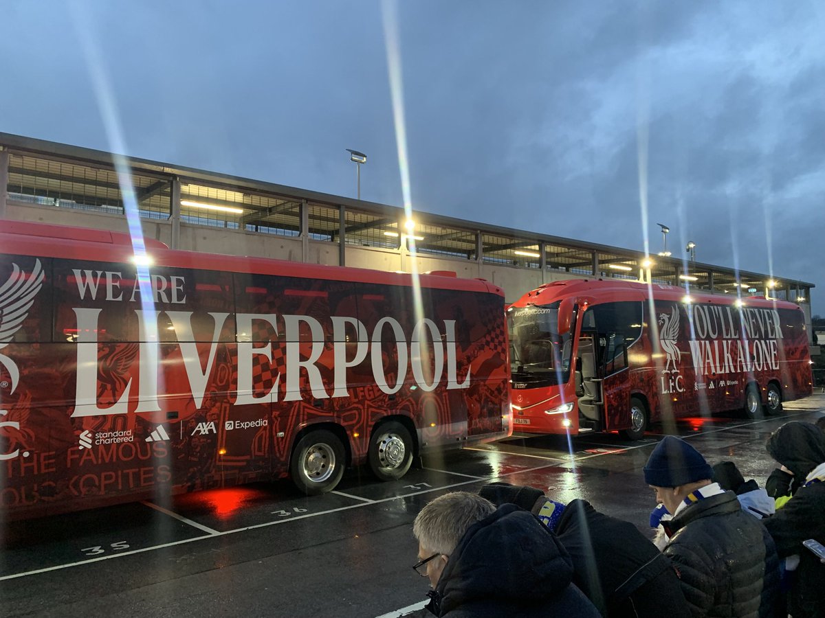 Flapper66's tweet image. If you look closely enough you might be able to see #Salah underneath one of the buses outside Elland Road! 

Whingeing little get, surely if he was playing well he’d be selected, been shite all season!!