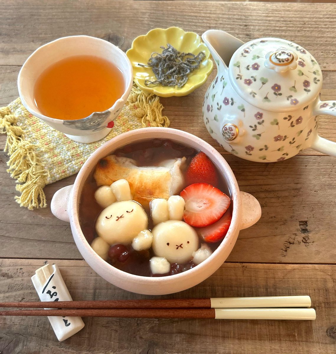 ミッフィーぜんざいでほっと一息🍵