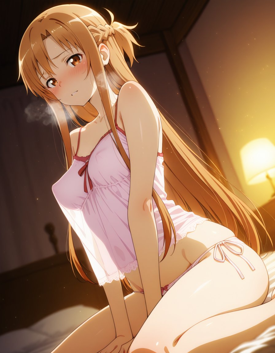 ValidatedArt's tweet photo. ここのところ忙しくてあまり触れてなかったけど、またのんびり調整しながら色々作成中🤤
最近はガッツリよりちょいえっちが刺さる時期に入っています🙌🏻
キャミソールが上向きおっぱで押し上げられてできる空間に住みたい🙏🏻
（調整・実験にご登場いただきがちなアスナさん）
#AIart https://t.co/WtZ6JeJmX3