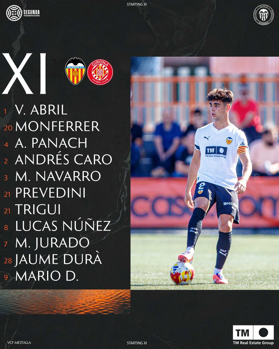 🚨 El XI de Angulo ante el Girona B 

🆕 Jaume Durà, titular. Trivote en el centro. Otorbi e Iranzo, con primer equipo

⚠️ Duelo de filiales. El #VCFMestalla, a cinco puntos de la salvación 

<a href="/DepCOPEValencia/">Deportes COPE Valencia</a> <a href="/PrimeraDestino/">Destino Primera</a>