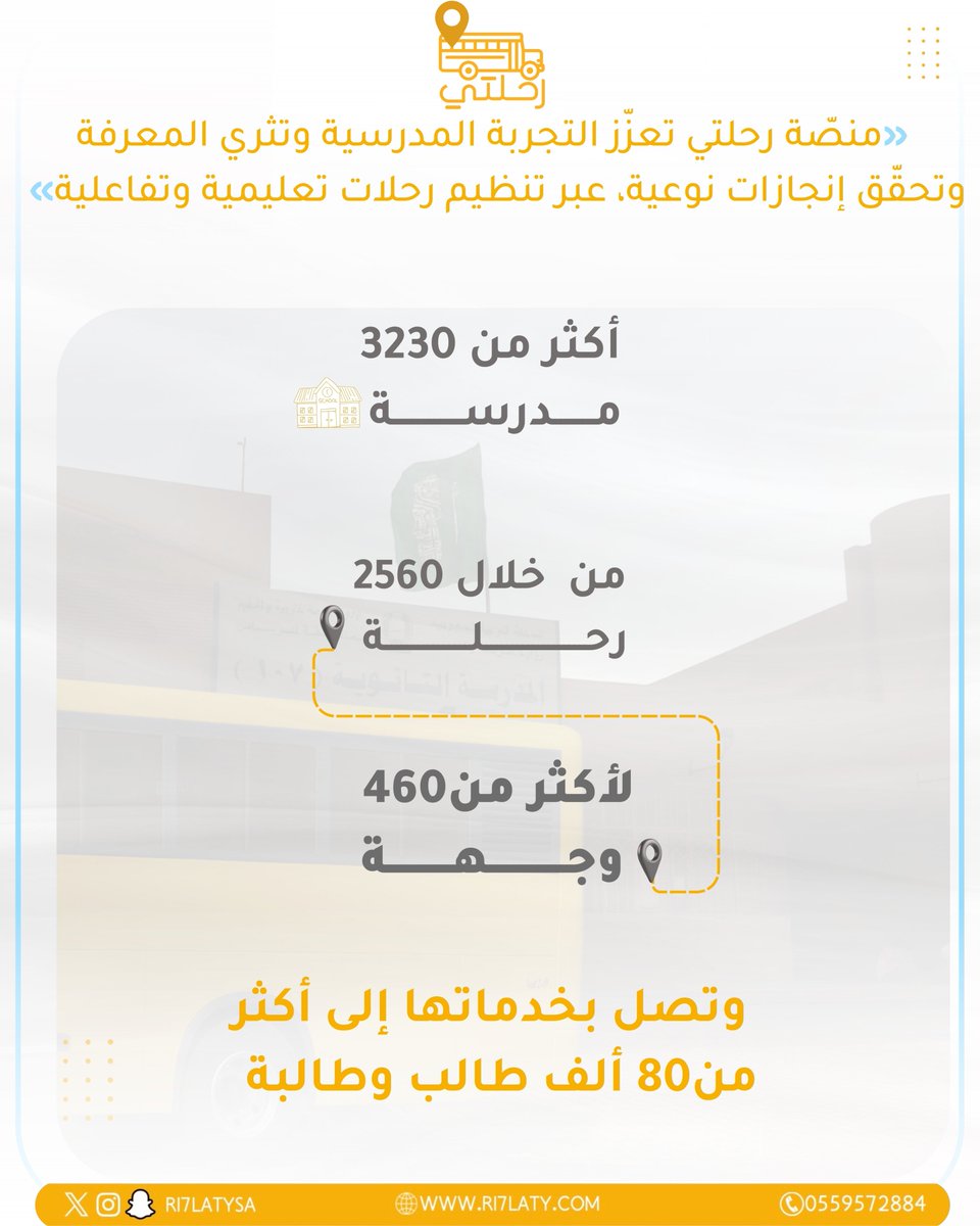 رحلتنا مستمرة لتمكين الطلاب من تعلّم حيّ وملهم خارج أسوار المدرسة ✨🎒

#رحلتي #الرحلات_المدرسية #تعليم #النشاط_الطلابي #مدارس_السعودية #رحلة #Ri7laty #SchoolTrips