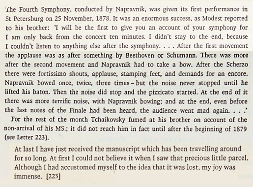 Tchaikovsky's Fourth Symphony was first performed in St.Petersburg
on 25 November/7 December 1878: