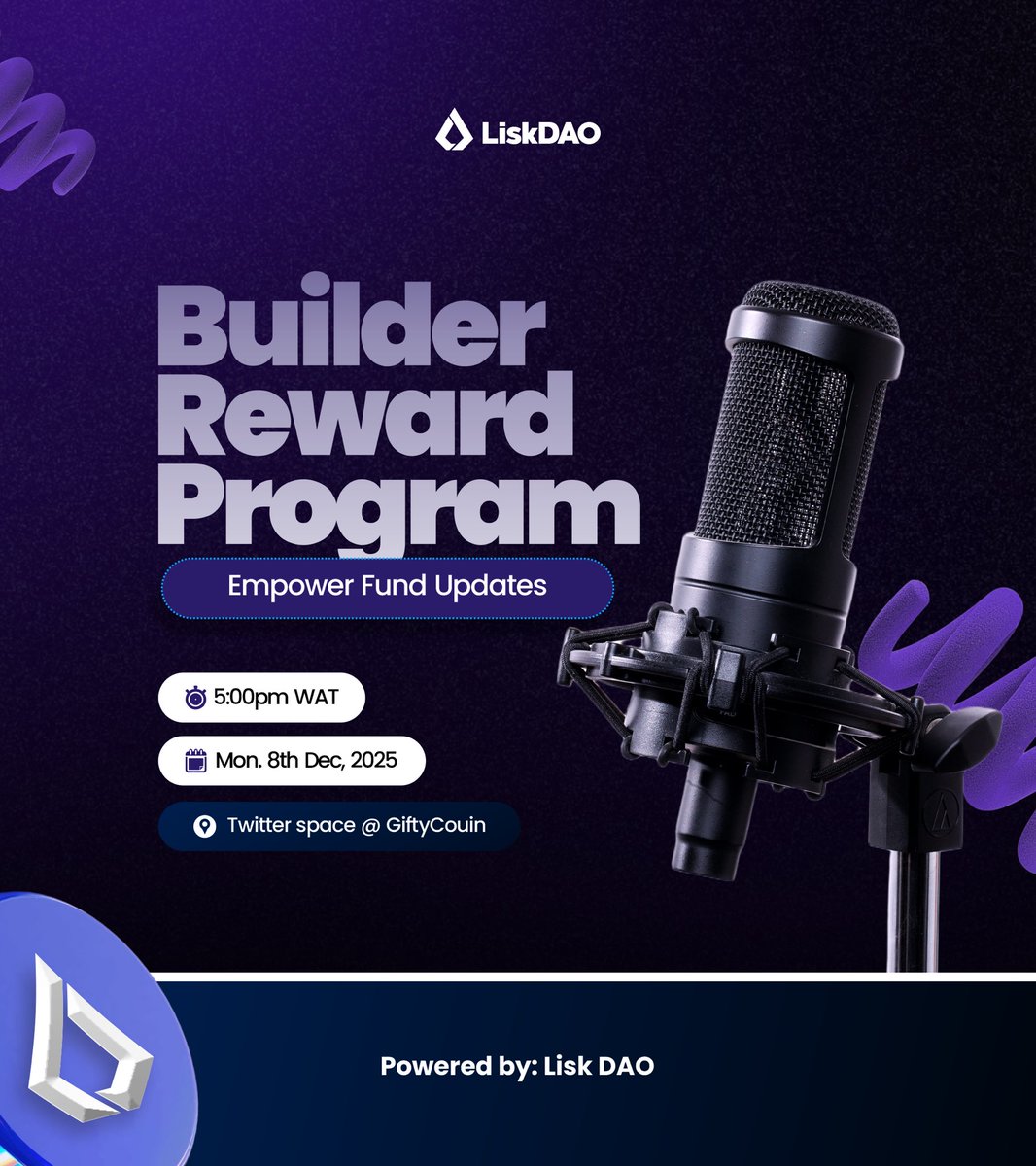 <a href="/LiskDAO/">Lisk DAO</a> Season 2 is gradually coming to a close, along with the launch of the latest DAO updates—one of many forthcoming from the DAO.

Tomorrow, we’re diving into the latest updates on our Builder Reward Program, including fresh Empower Fund news.

Join the live Twitter Space